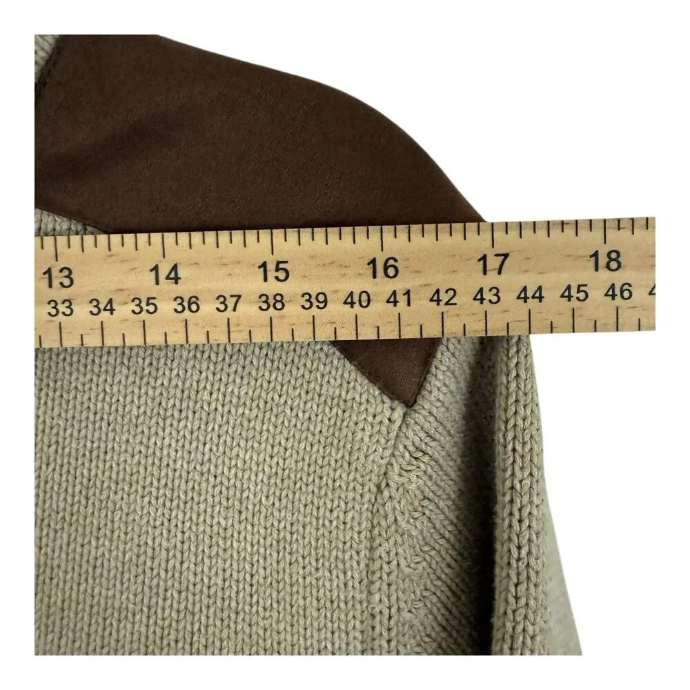 Tommy Hilfiger Zip Sweater Mens Sz M Elbow Patches Knit Sherpa 2009 Academia